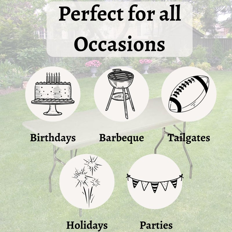 Kwik-Covers 8' Rectangle Plastic Table Covers 30" x 96", Bundle of 5 (Ivory) - Image 5